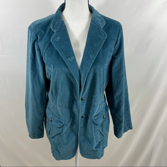 J. Jill Womens Jacket Blue Teal Stretch Velvet corduroy Petites 14P - Picture 4 of 8